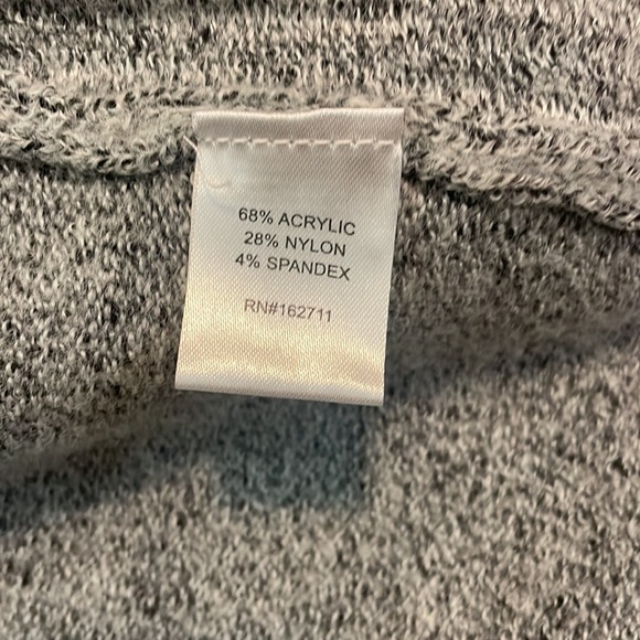 Black, grey, and white hooded cardigan sweater. - Picture 5 of 5